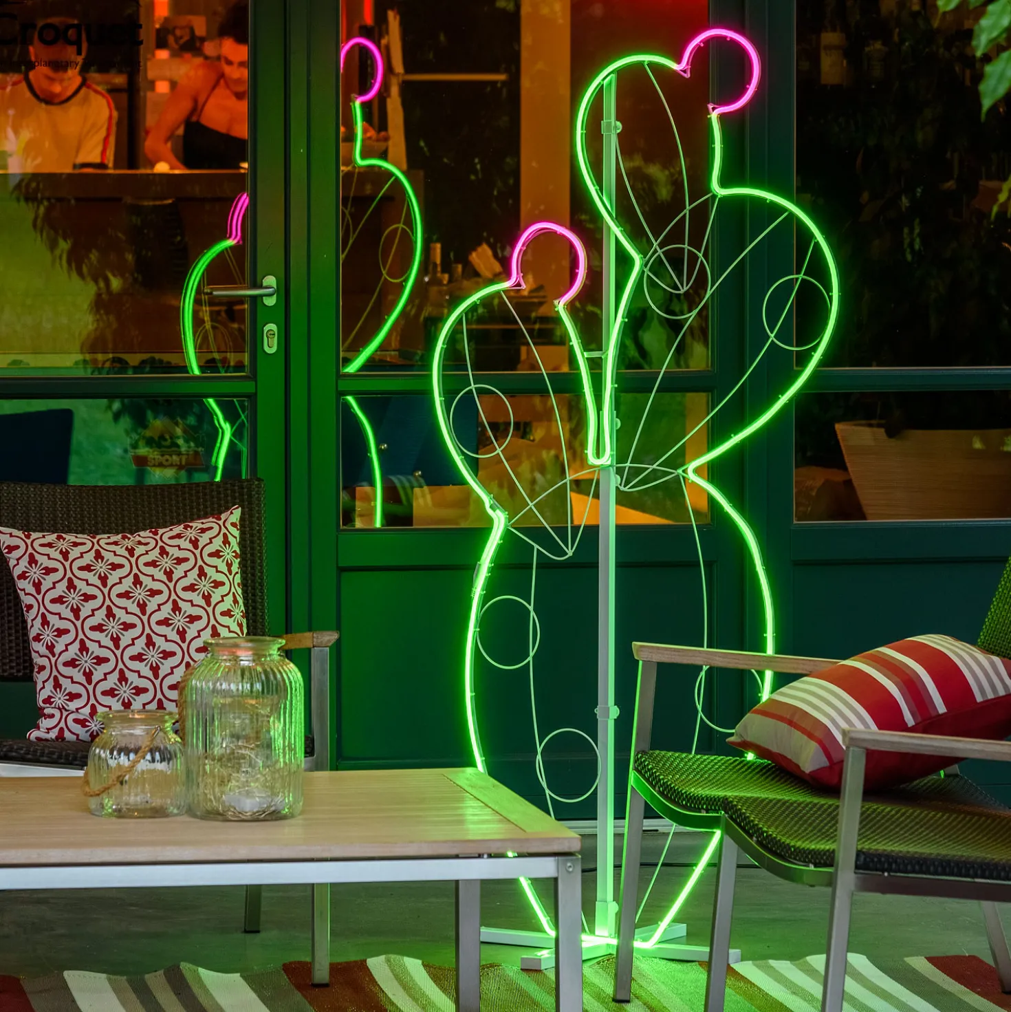 Fico d'India in tubo led effetto neon, 158 cm
