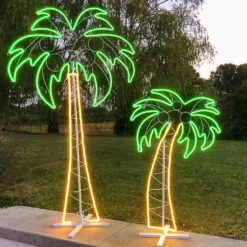 Figura Palma, tubo effetto neon, 200 cm, 1078 led bianco caldo e verde