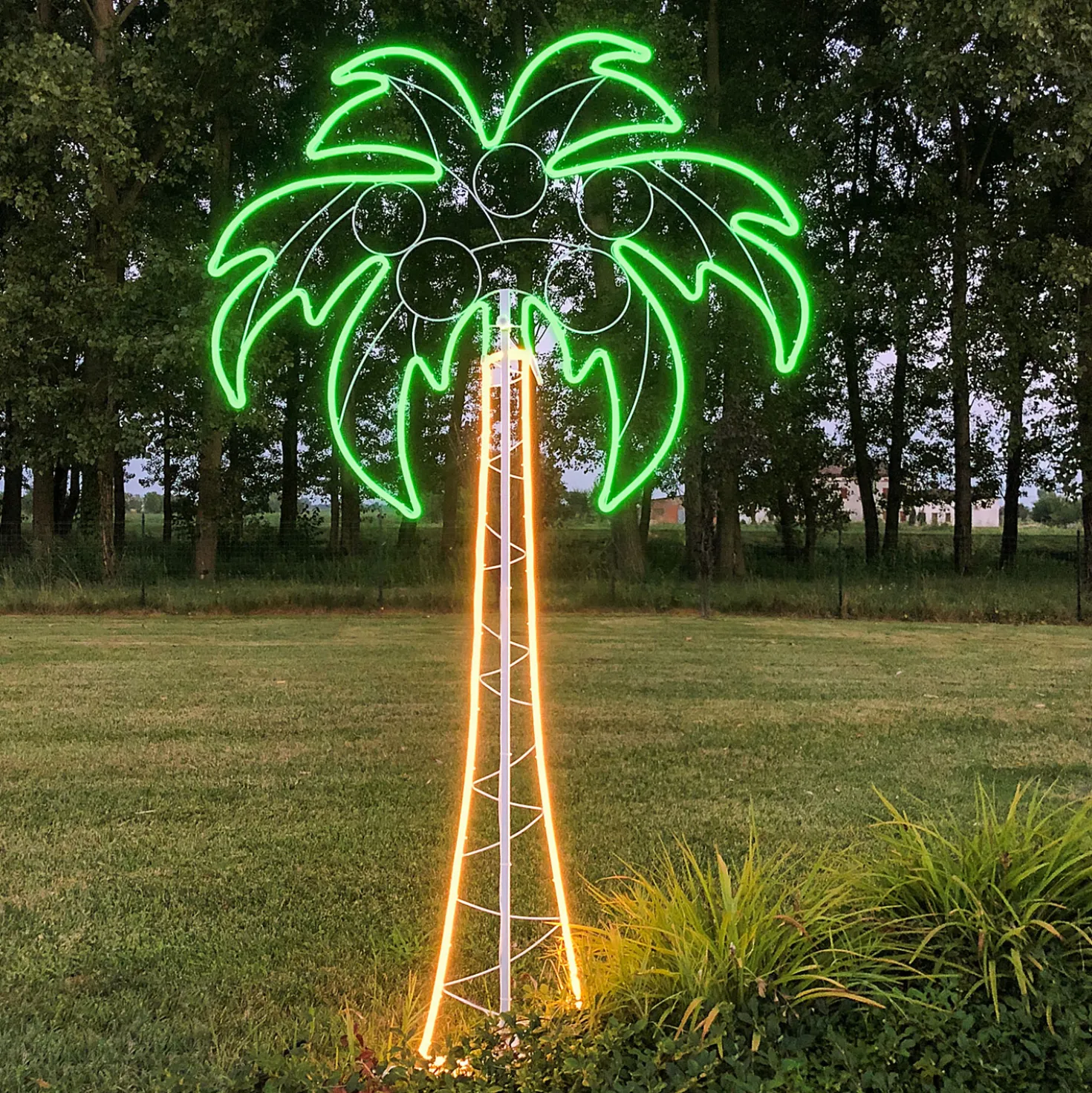 Figura Palma, tubo effetto neon, 200 cm, 1078 led bianco caldo e verde
