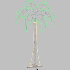 Figura Palma, tubo effetto neon, 200 cm, 1078 led bianco caldo e verde