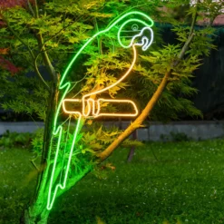 Figura Pappagallo lato sinistro, tubo effetto neon, 120 cm, 480 led verde e bianco caldo