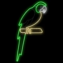 Figura Pappagallo lato sinistro, tubo effetto neon, 120 cm, 480 led verde e bianco caldo
