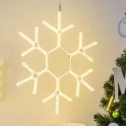 Fiocco di neve in tubo ultraluminoso 70 x 67 cm, led bianco caldo
