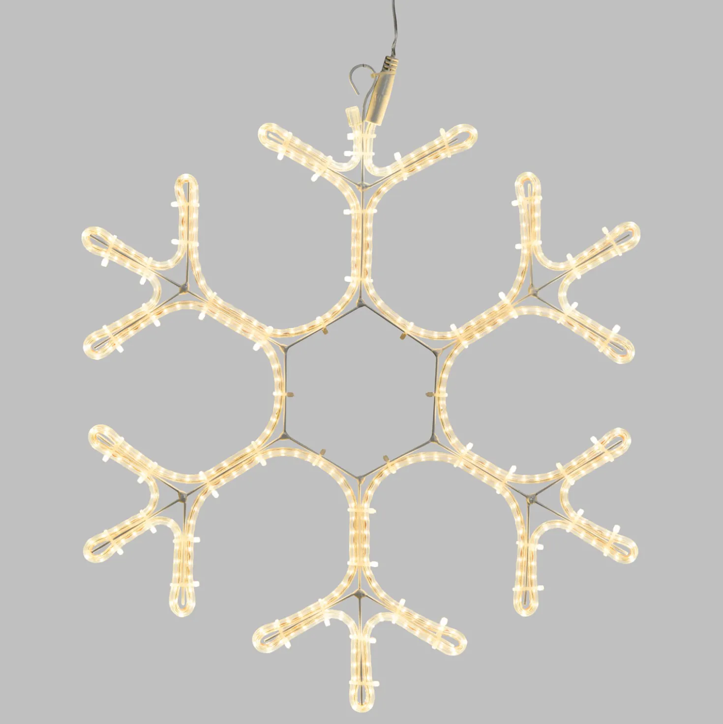 Fiocco di neve in tubo ultraluminoso 50 x 43 cm, led bianco caldo