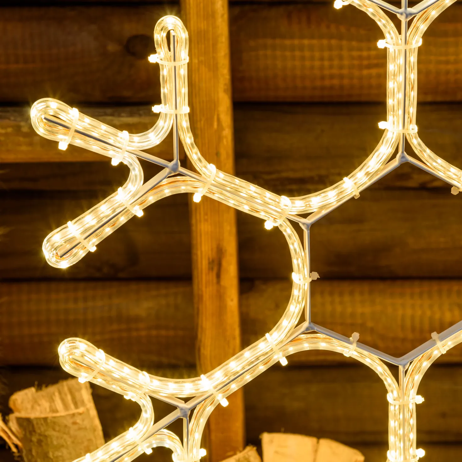 Fiocco di neve in tubo ultraluminoso 50 x 43 cm, led bianco caldo