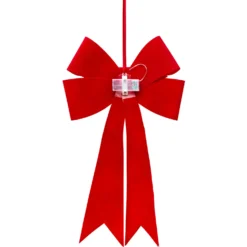 Fiocco Rosso effetto Velluto, h 60 cm, 24 MicroLED bianco caldo