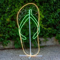 Lampada decorativa Infradito in tubo effetto neon, led verdi e bianco caldo