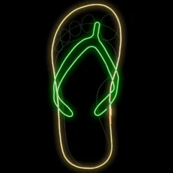 Lampada decorativa Infradito in tubo effetto neon, led verdi e bianco caldo