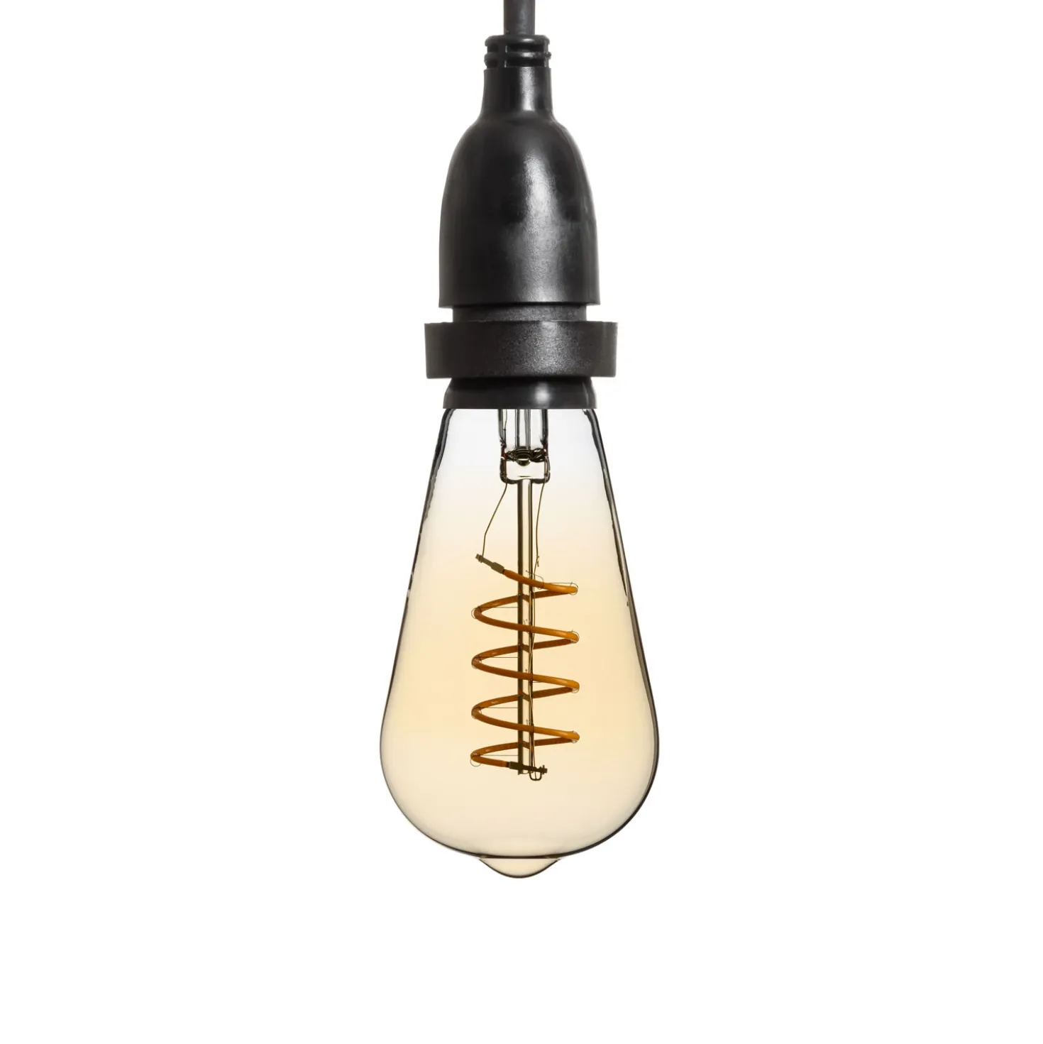 Lampadina da 4 Watt Edison Ø 64 mm a sospensione, led a spirale, 1 metro di cavo nero