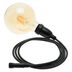Lampadina da 4 Watt globo Ø 125 mm a sospensione, 2 metri di cavo nero