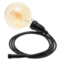 Lampadina da 4 Watt globo Ø 125 mm a sospensione, led a spirale, 2 metri di cavo nero