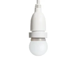 Lampadina da 1,2 Watt globo Ø 45 mm in plastica bianca a sospensione, 2 metri di cavo bianco