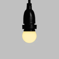 Lampadina da 1,2 Watt globo Ø 45 mm in plastica bianca a sospensione, 3 metri di cavo nero