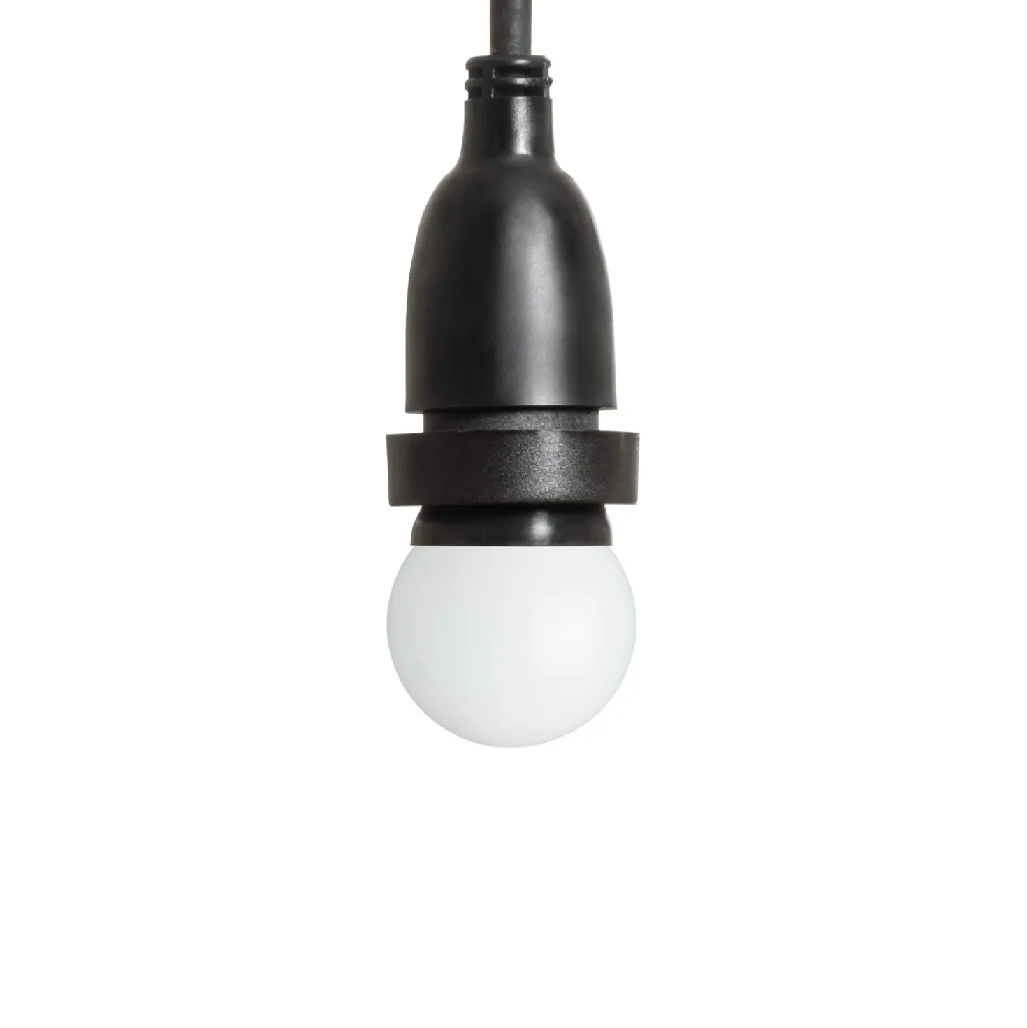Lampadina da 1,2 Watt globo Ø 45 mm in plastica bianca a sospensione, 1 metro di cavo nero