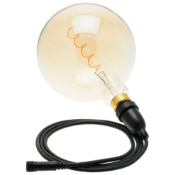 Lampadina da 4 Watt maxi globo Ø 200 mm a sospensione, led a spirale, 1 metro di cavo nero