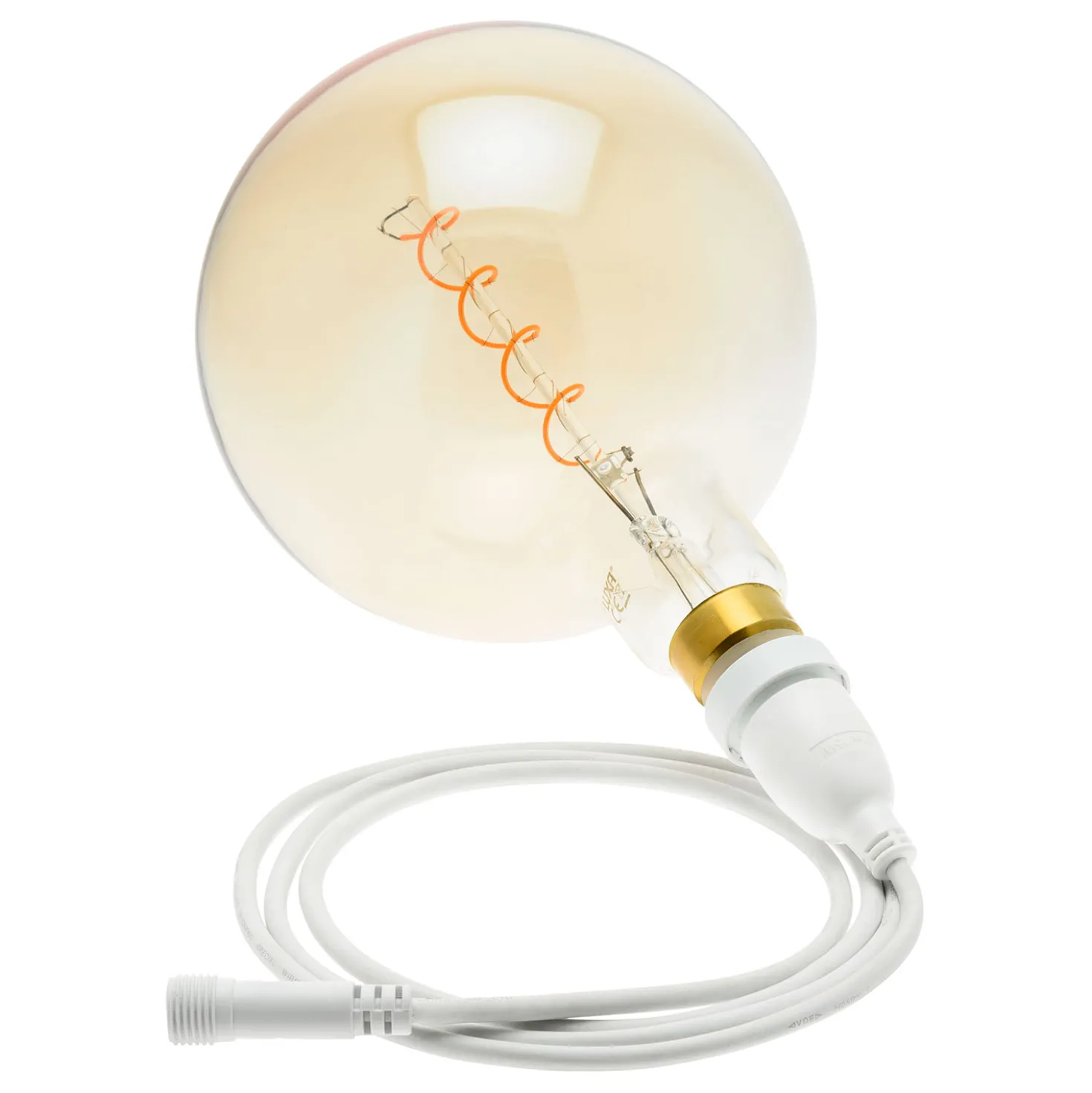 Lampadina da 4 Watt maxi globo Ø 200 mm a sospensione, led a spirale, 2 metri di cavo bianco