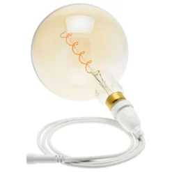 Lampadina da 4 Watt maxi globo Ø 200 mm a sospensione, led a spirale, 3 metri di cavo bianco