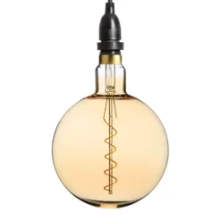 Lampadina da 4 Watt maxi globo Ø 200 mm a sospensione, led a spirale, 2 metri di cavo nero