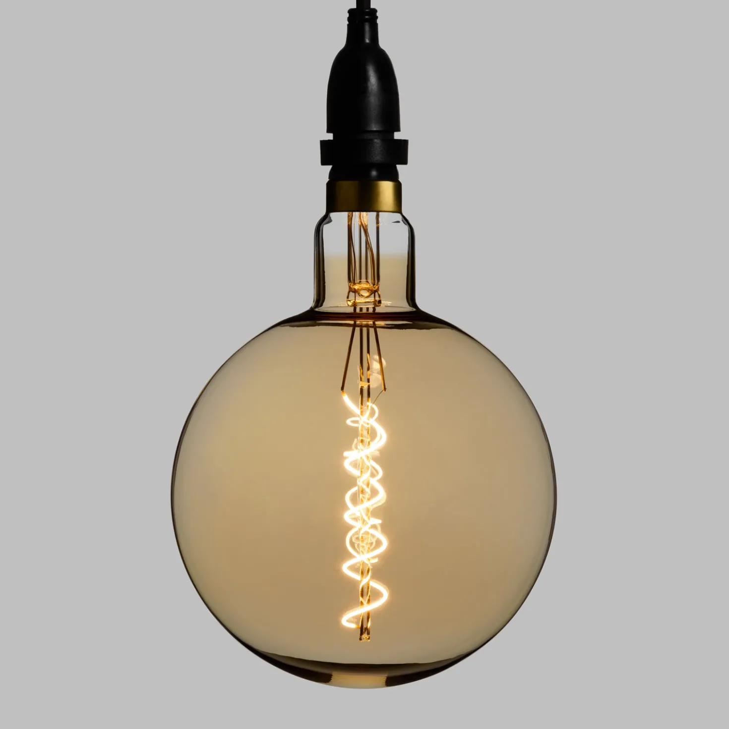 Lampadina da 4 Watt maxi globo Ø 200 mm a sospensione, led a spirale, 2 metri di cavo nero