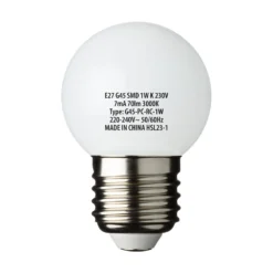 Lampadina globo bianca, E27, bianco caldo