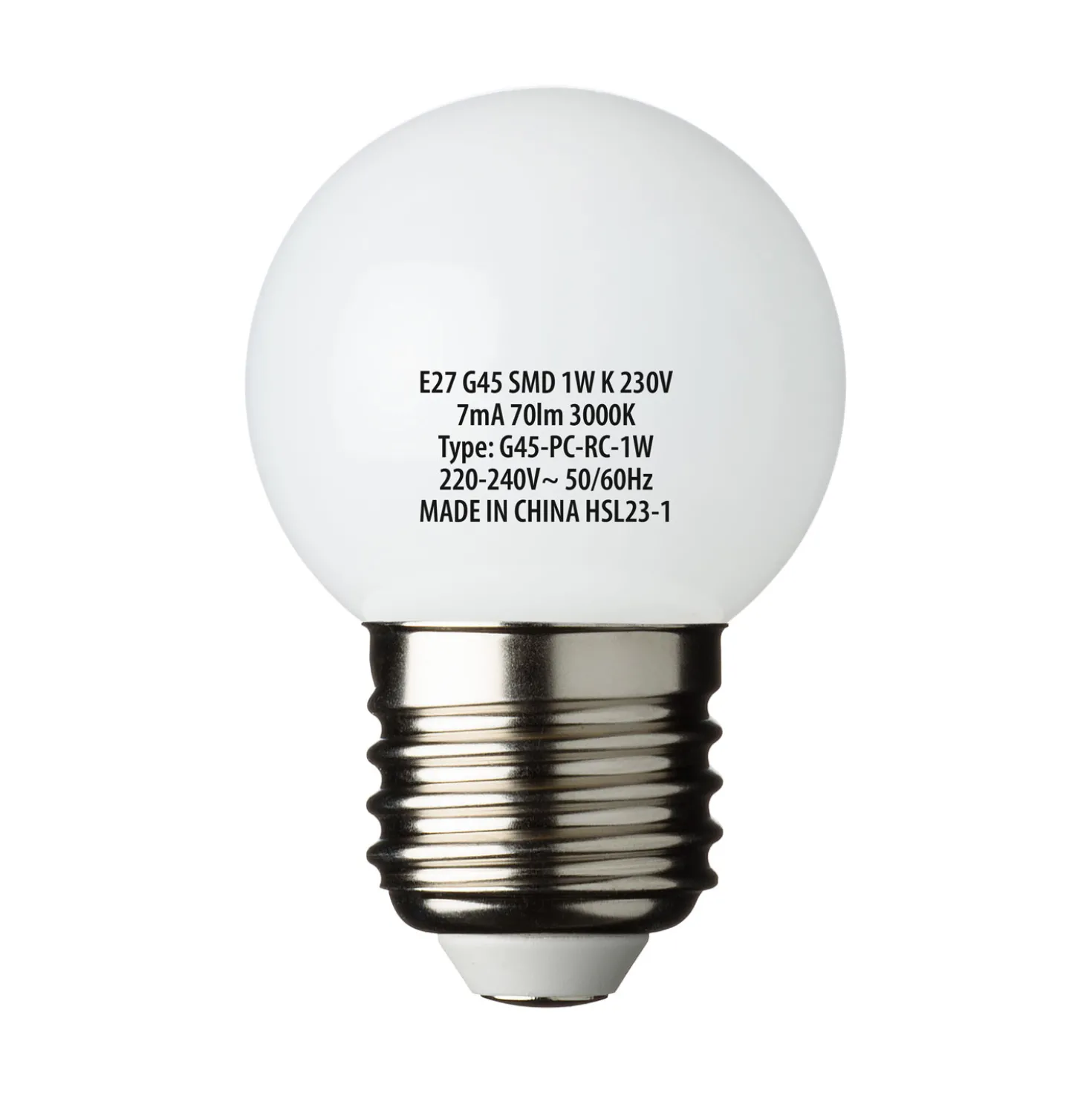 Lampadina globo bianca, E27, bianco caldo