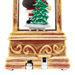 Lanterna natalizia a batteria rosso antico con nevicata glitter, h. 20,5 cm