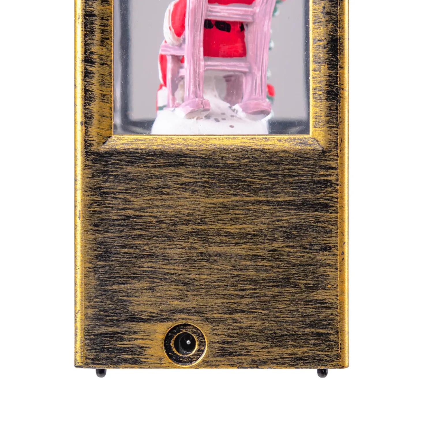 Lanterna natalizia Arco marrone brunita, glitter scintillante, h 24 cm, musiche natalizie, led bianco caldo