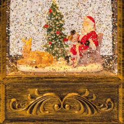 Lanterna natalizia Arco marrone brunita, glitter scintillante, h 24 cm, musiche natalizie, led bianco caldo