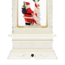 Lanterna natalizia Babbo Natale e Candy Cane, bianco antico, led bianco caldo