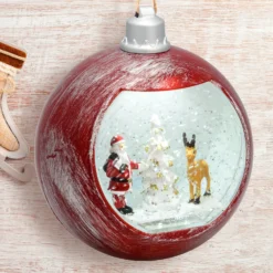 Lanterna Natalizia rosso antico con glitter nell'acqua
