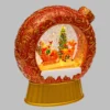 Lanterna natalizia Sfera Piatta rosso antico, glitter scintillante, h 20 cm, musiche natalizie, led bianco caldo