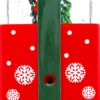 Lanterna Pacco Regalo rosso con glitter scintillanti, h 19 cm, led bianco caldo, musiche natalizie
