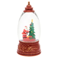 Lanterna Panorama con Albero e Babbo Natale, led bianco caldo