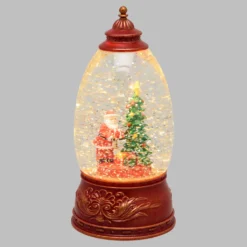Lanterna Panorama con Albero e Babbo Natale, led bianco caldo