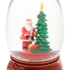 Lanterna Panorama con Albero e Babbo Natale, led bianco caldo