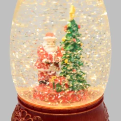 Lanterna Panorama con Albero e Babbo Natale, led bianco caldo