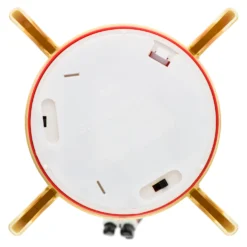 Lanterna Razzo con Babbo Natale astronauta, rosso e oro, h 27,5 cm, led bianco caldo
