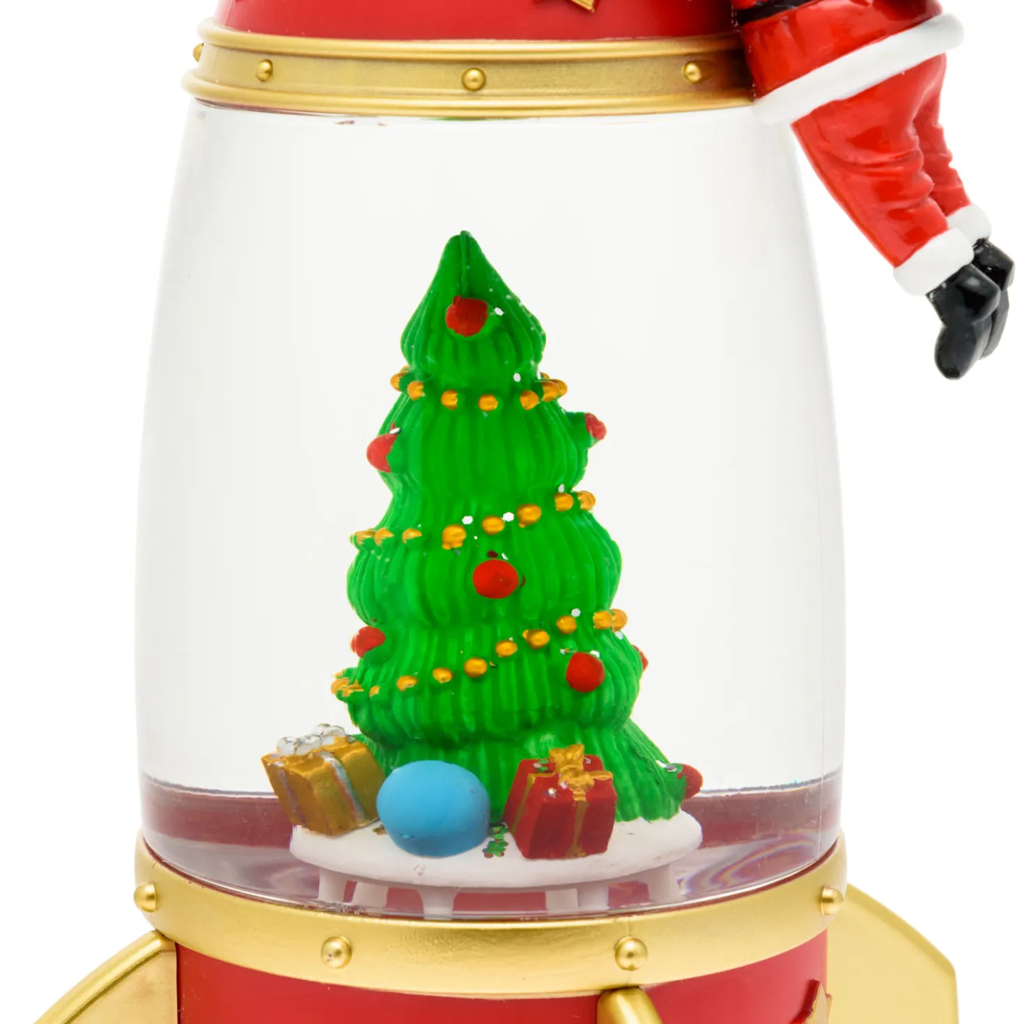 Lanterna Razzo con Babbo Natale astronauta, rosso e oro, h 27,5 cm, led bianco caldo
