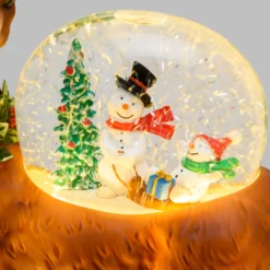 Lanterna Renna con glitter scintillante in movimento, h 26 cm, led bianco caldo