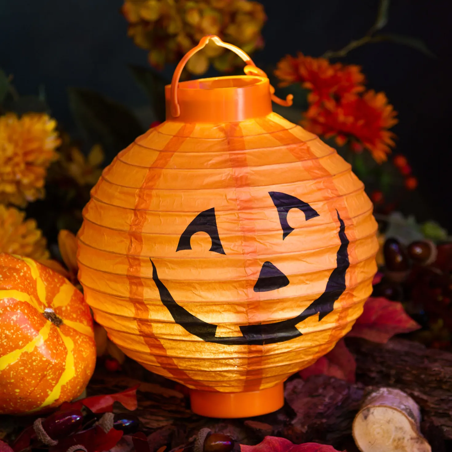 Lanterna zucca Halloween Ø 20 cm, bianco caldo
