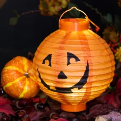 Lanterna zucca Halloween Ø 20 cm, bianco caldo