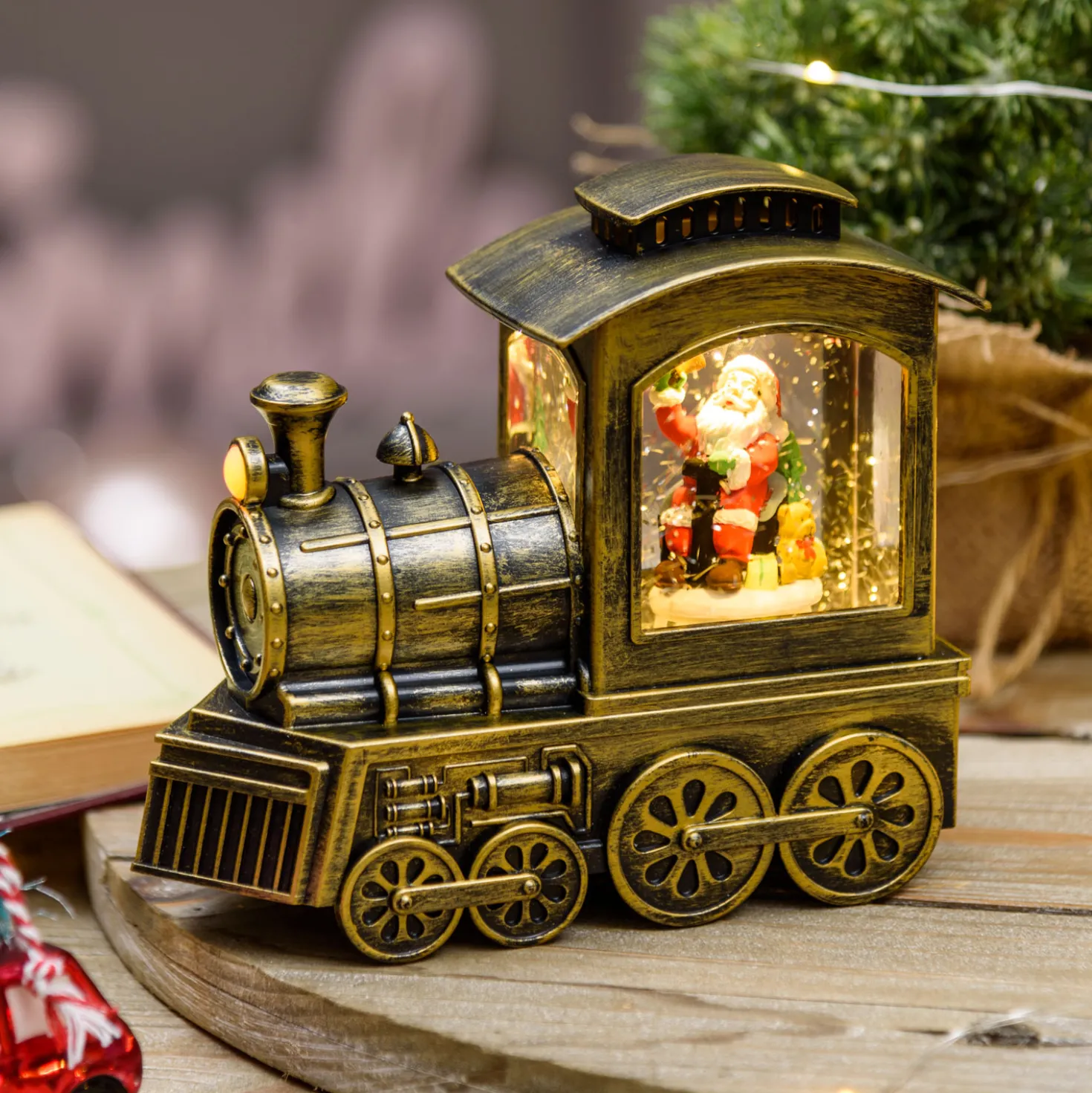 Locomotiva Trenino con glitter scintillante nell'acqua a batteria