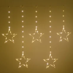 Luci per finestra a batteria con 5 Stelle Ø 23 cm, h 0,86 m, 80 microled bianco caldo