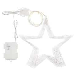Luci per finestra a batteria con 5 Stelle Ø 23 cm, h 0,86 m, 80 microled bianco caldo