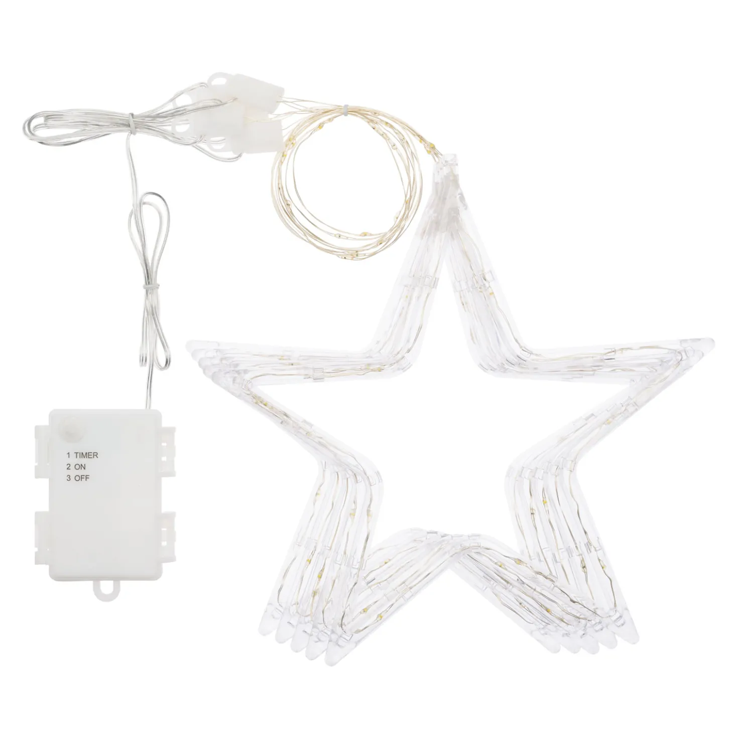 Luci per finestra a batteria con 5 Stelle Ø 23 cm, h 0,86 m, 80 microled bianco caldo