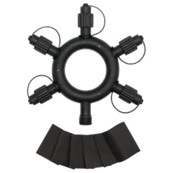 Multiconnettore circolare VINTAGE LED PRO, 5 uscite, nero