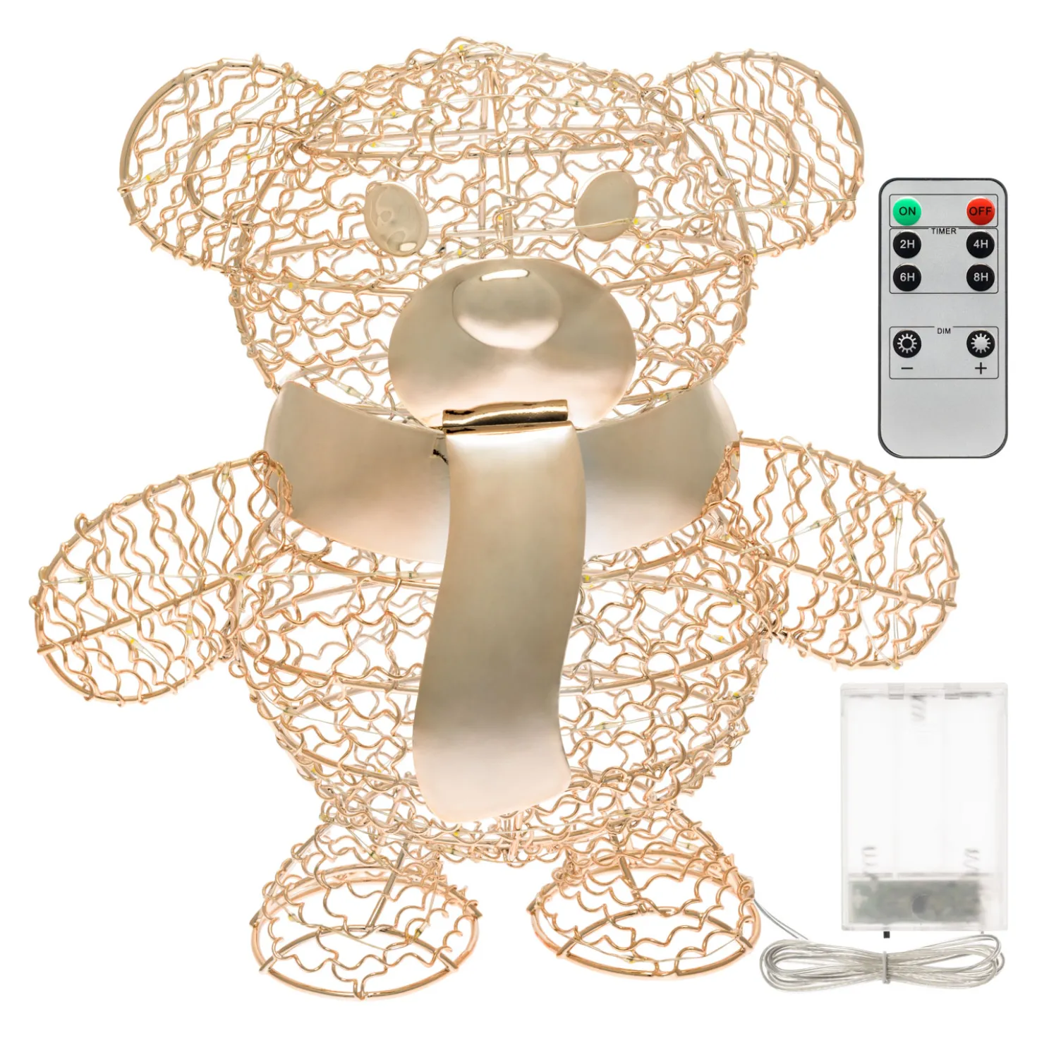 Orsetto Teddy Bear, h. 27 cm, led bianco caldo