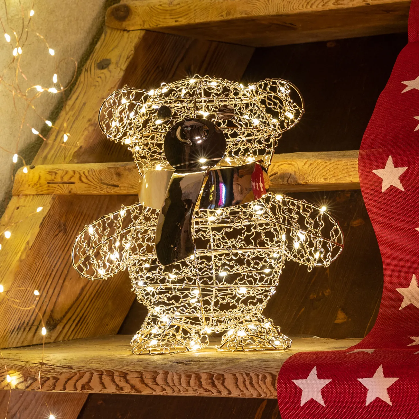Orsetto Teddy Bear, h. 27 cm, led bianco caldo