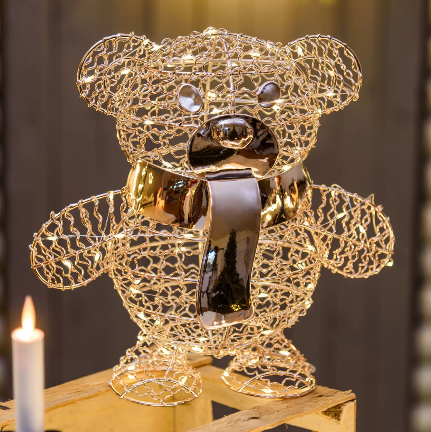 Orsetto Teddy Bear, h. 27 cm, led bianco caldo