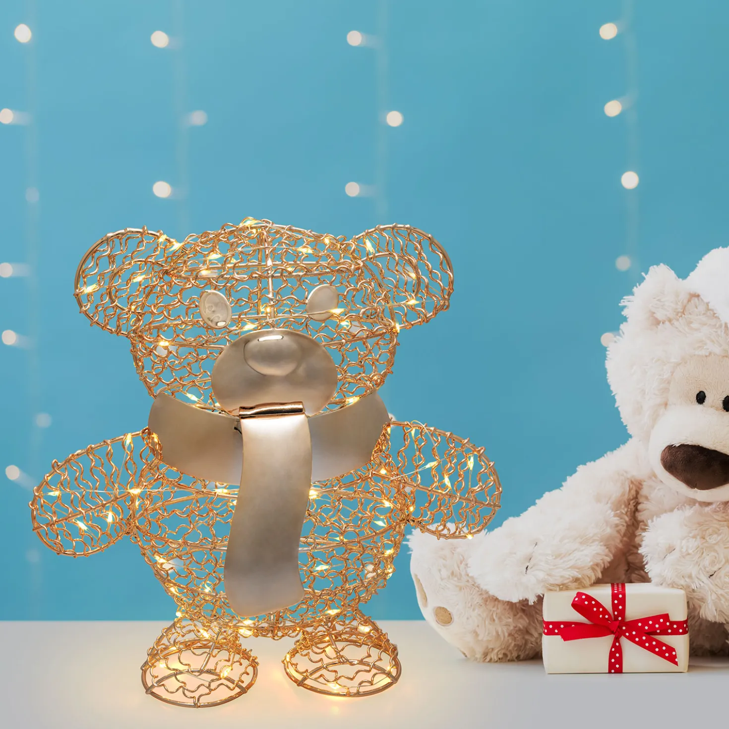 Orsetto Teddy Bear, h. 27 cm, led bianco caldo